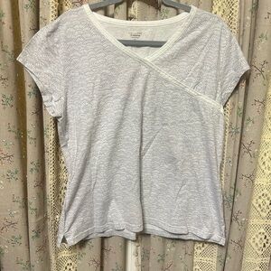 3/$30 Garnet Hill Organic Cotton Gray Faux Wrap Top M